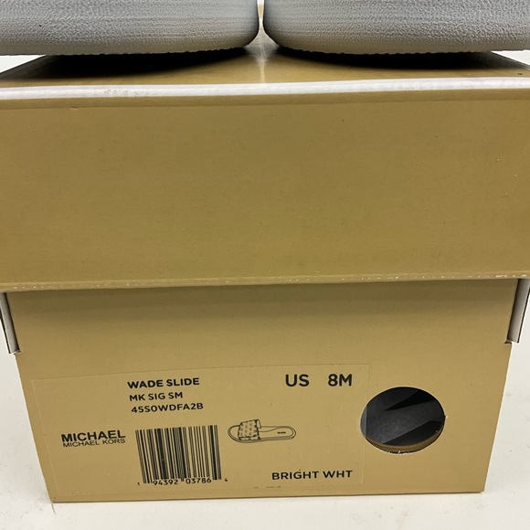 Michael Kors Wade Slide White Grey New In Box - Picture 8 of 8